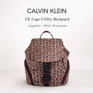 NWT Calvin Klein Millie Signature Backpack Eggplant Blush Monogram